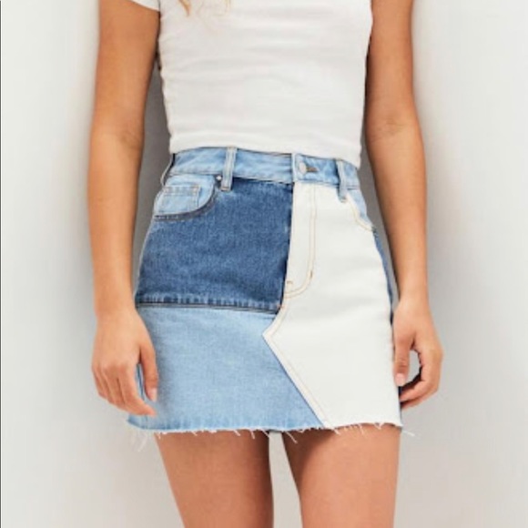 PacSun Dresses & Skirts - PacSun Vintage Patchwork Denim Skirt 5-Pocket Medium Length Distressed Women’s